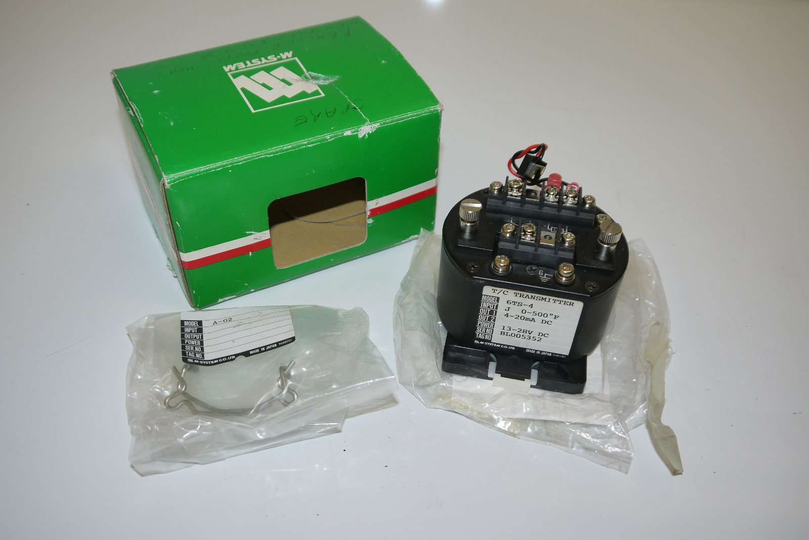M-SYSTEM T/C TRANSMITTER 6TS-4 13-28 VDC 4-20MA J 0-500 DEGREES F
