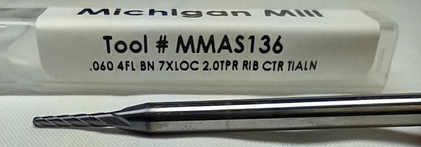 MM Taper Rib Ctr .060Mill 4FL SE .420 LOC 2°Taper 3/16 Shank 3OAL BN TIALN