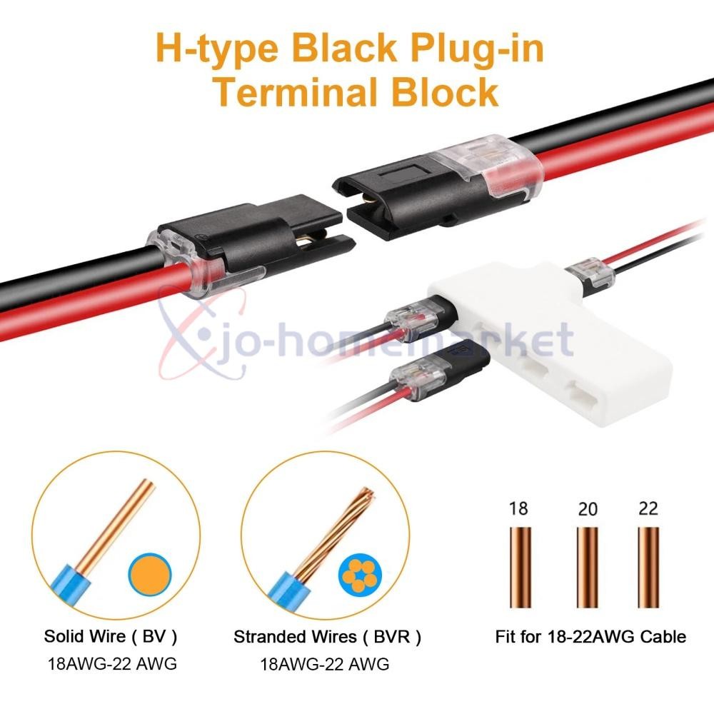 50PCS Double-Wire Plug-in Cable Snap Connector Terminal Block w/ Locking Buckle