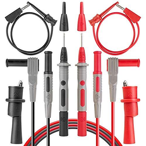 8Pcs Multimeter Test Leads Set w/Alligator Clips,1000V 10A CAT III & CAT IV 600V
