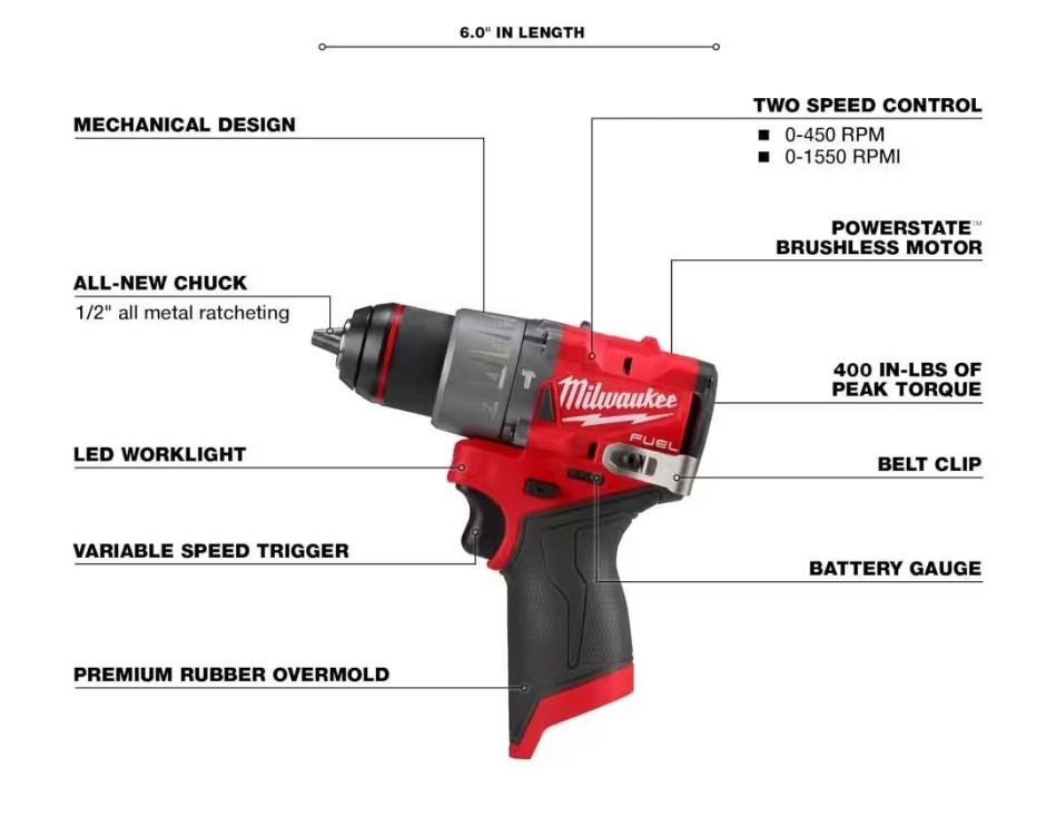 Milwaukee M12 FUEL 1/2 Inch Hammer Drill/Driver 3404-20 (Tool Only) ** NEW **