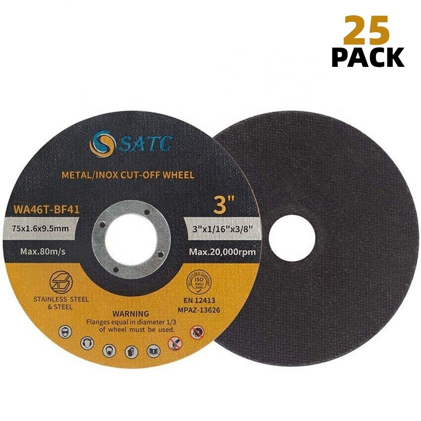 25PCS 3in Cut Off Wheels 3″x1/16″x3/8″ Arbor Metal Cutting Disc Die Grinder Tool