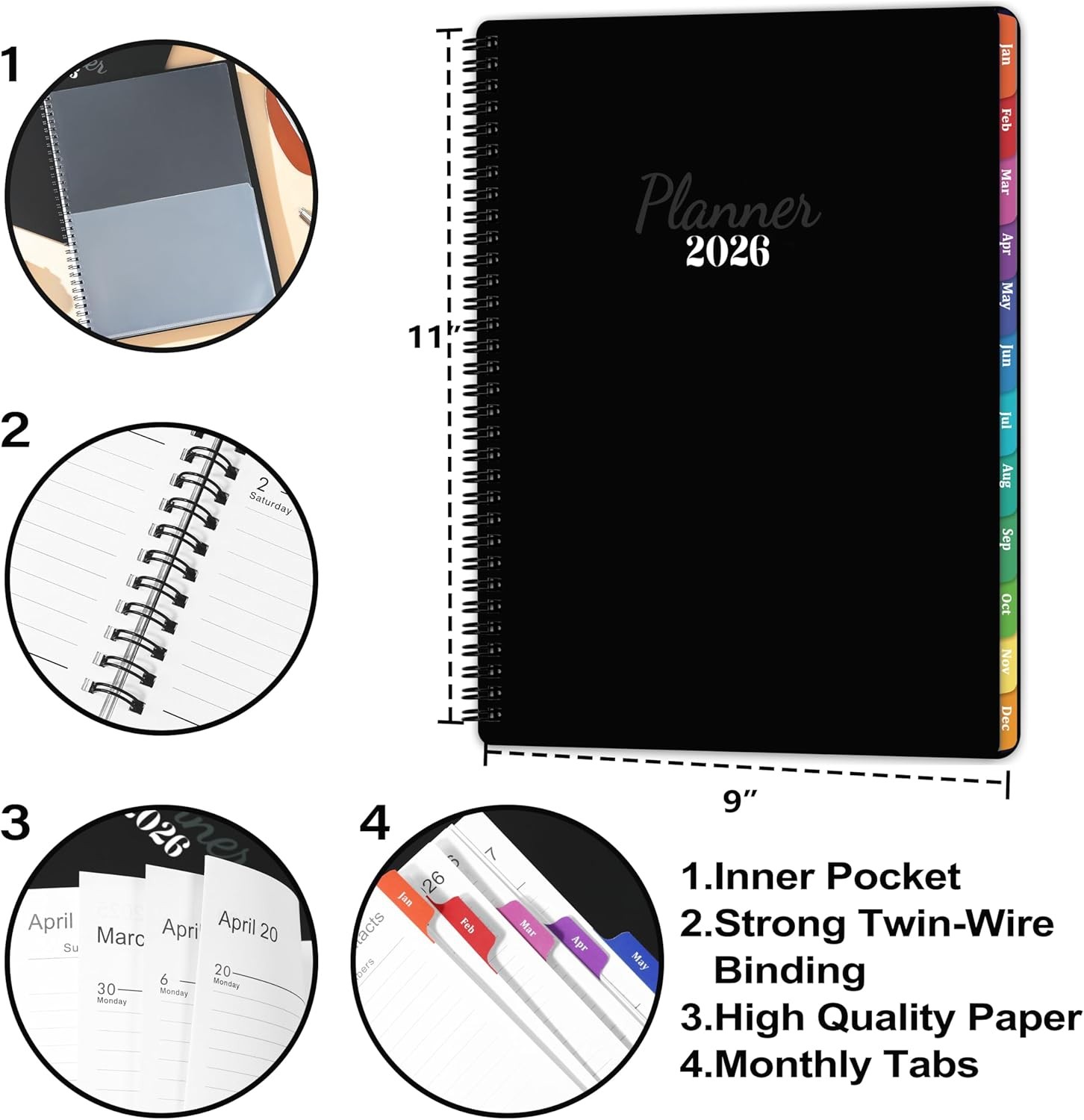 2026 Planner – 2026 Planner Weekly and Monthly, JAN. 2026 – DEC. 2026 11» X 9»