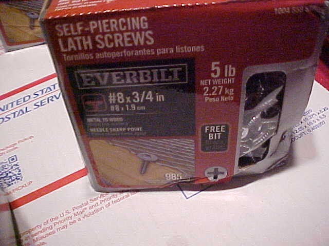 New 5 LB 985ct Everbilt #8 X 3/4” In Self-Piercing Lath Screws Metal To Wood