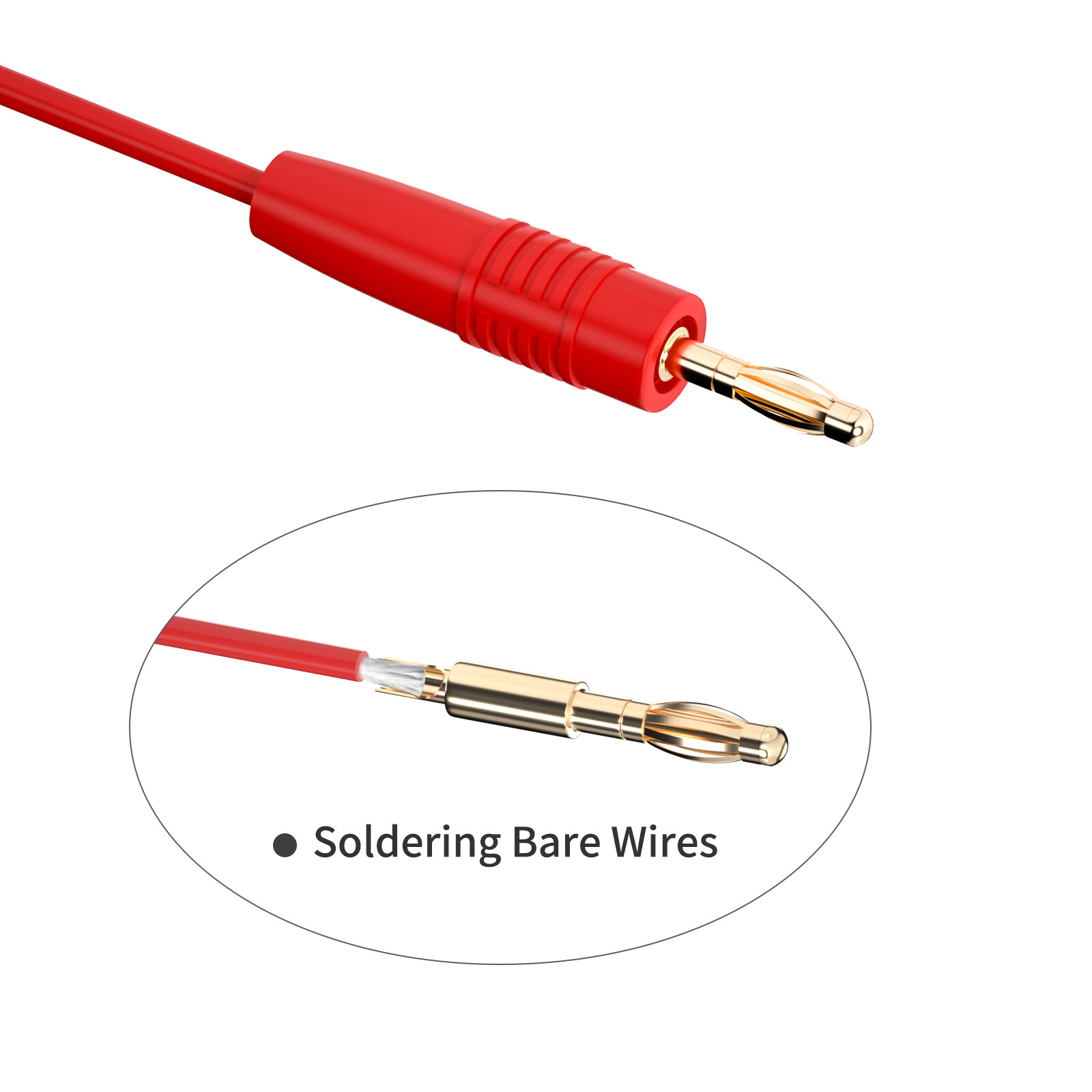 8 Pack 4mm Banana Plug Male Connector Gold Plated Solder Type Adapter for DIY
