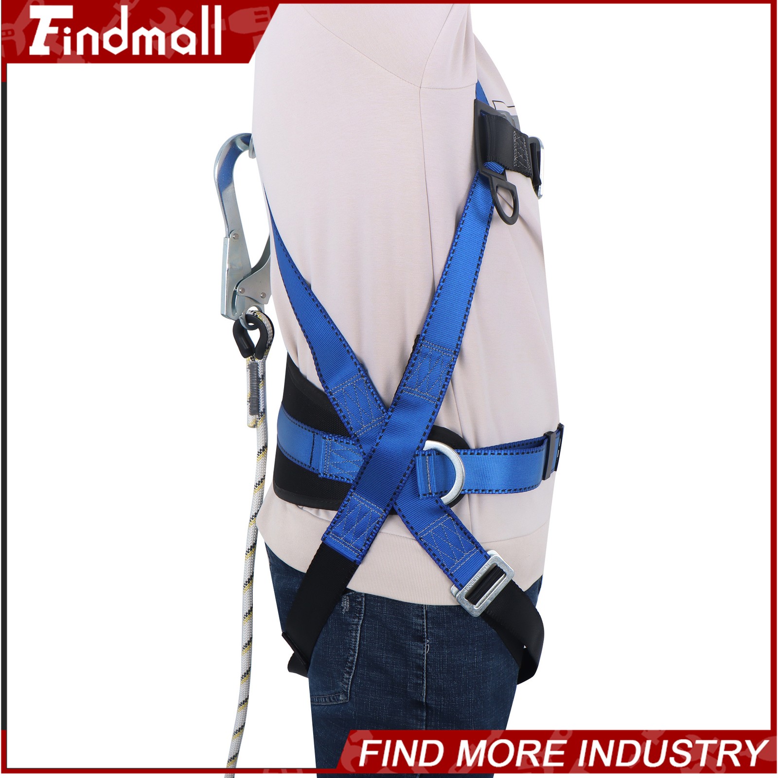 Findmall Full Body Roofing Harness Fall Protection Kit W/Shock Absorbing Lanyard
