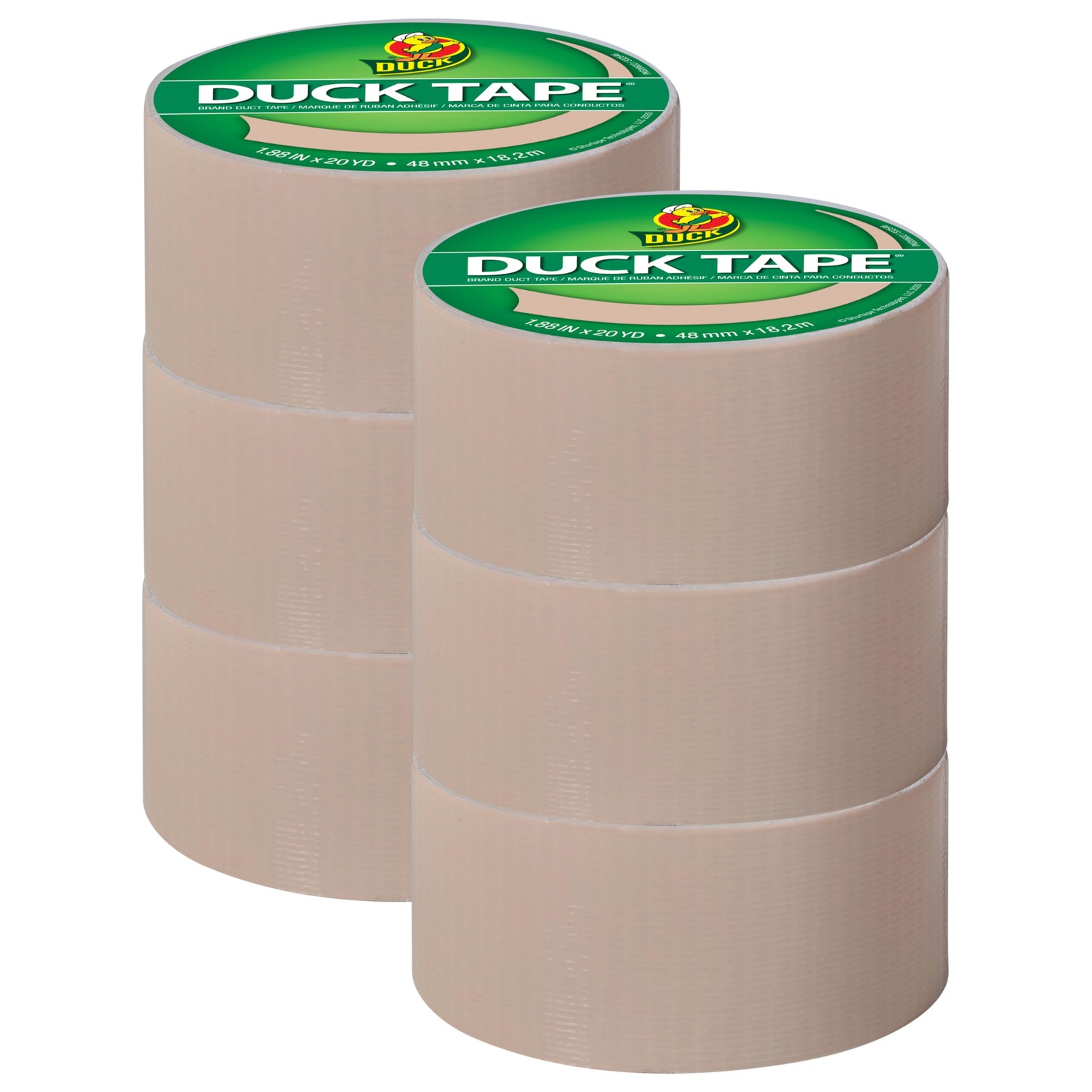 Beige Heavy Duty Duct Tape 6 Rolls 1.88 Inch Adhesive for Repairs and Crafts