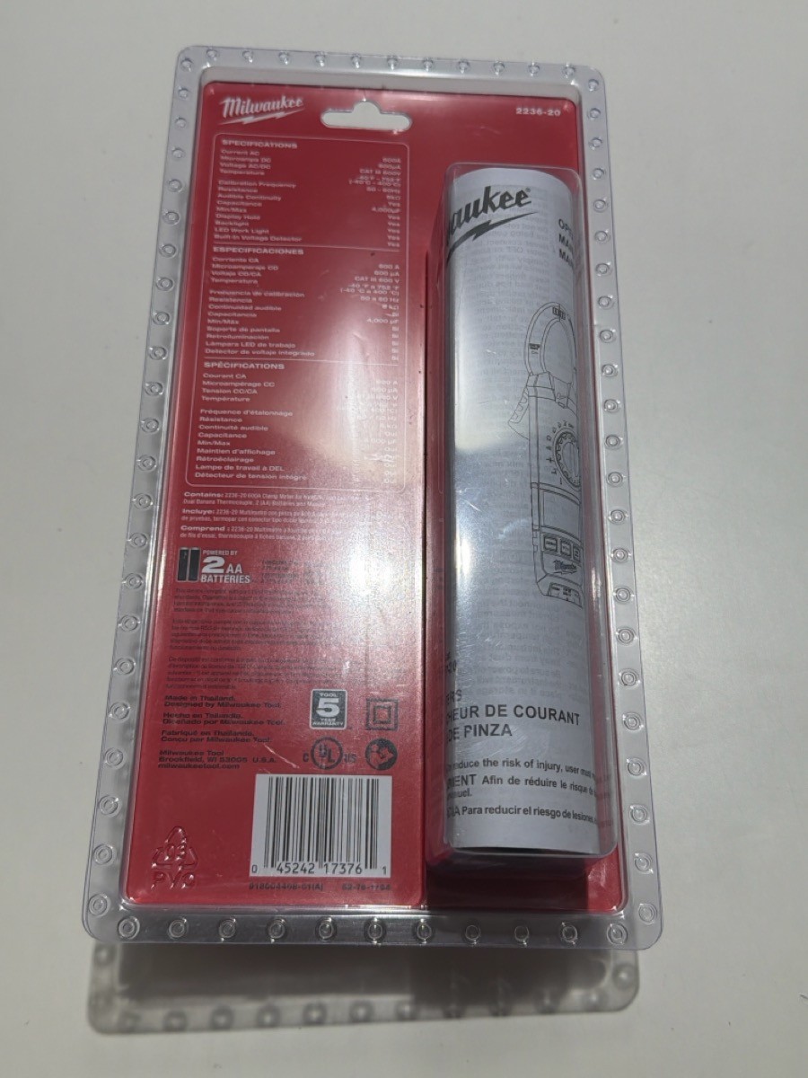 MILWAUKEE TOOLS 2236-20 600A CLAMP METER FOR HVAC/R (P32013337)