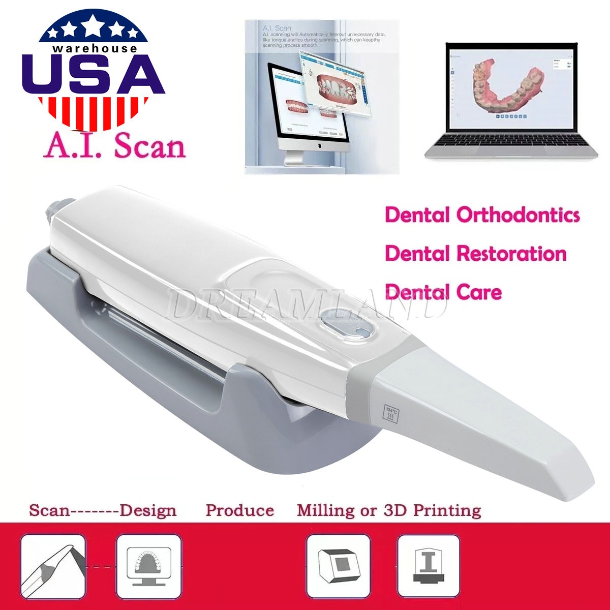 NSK Style Dental Fiber Optic LED E-generator High Speed Handpiece Turbine 4 HOLE