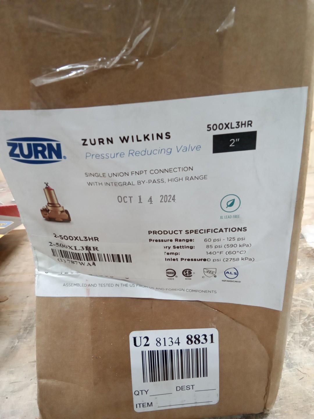 Zurn Wilkins 2-500XL3HR Pressure Reducing Valve