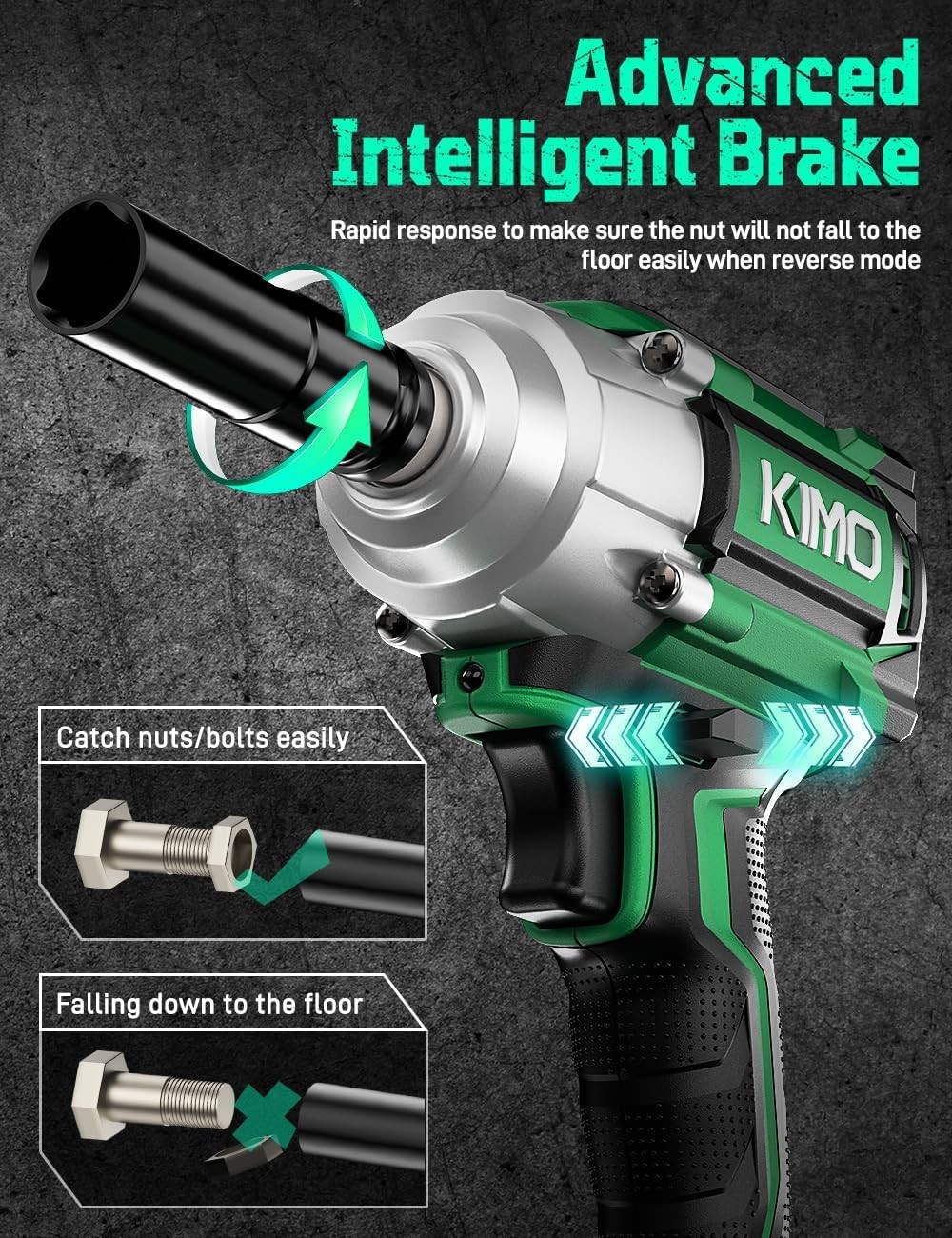 KIMO Impact Wrench 1/2 Cordless, 1200N.m (900ft-lbs), 4000RPM | 410Ft-Lbs/550N.m