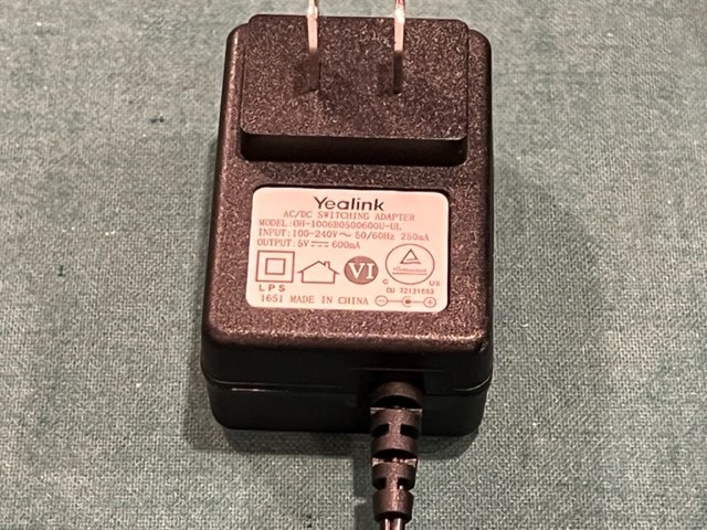 Yealink OH-1006B0500600U-UL AC Adapter ( 5V 600mA) for SIP-T21P, T23P IP Phones