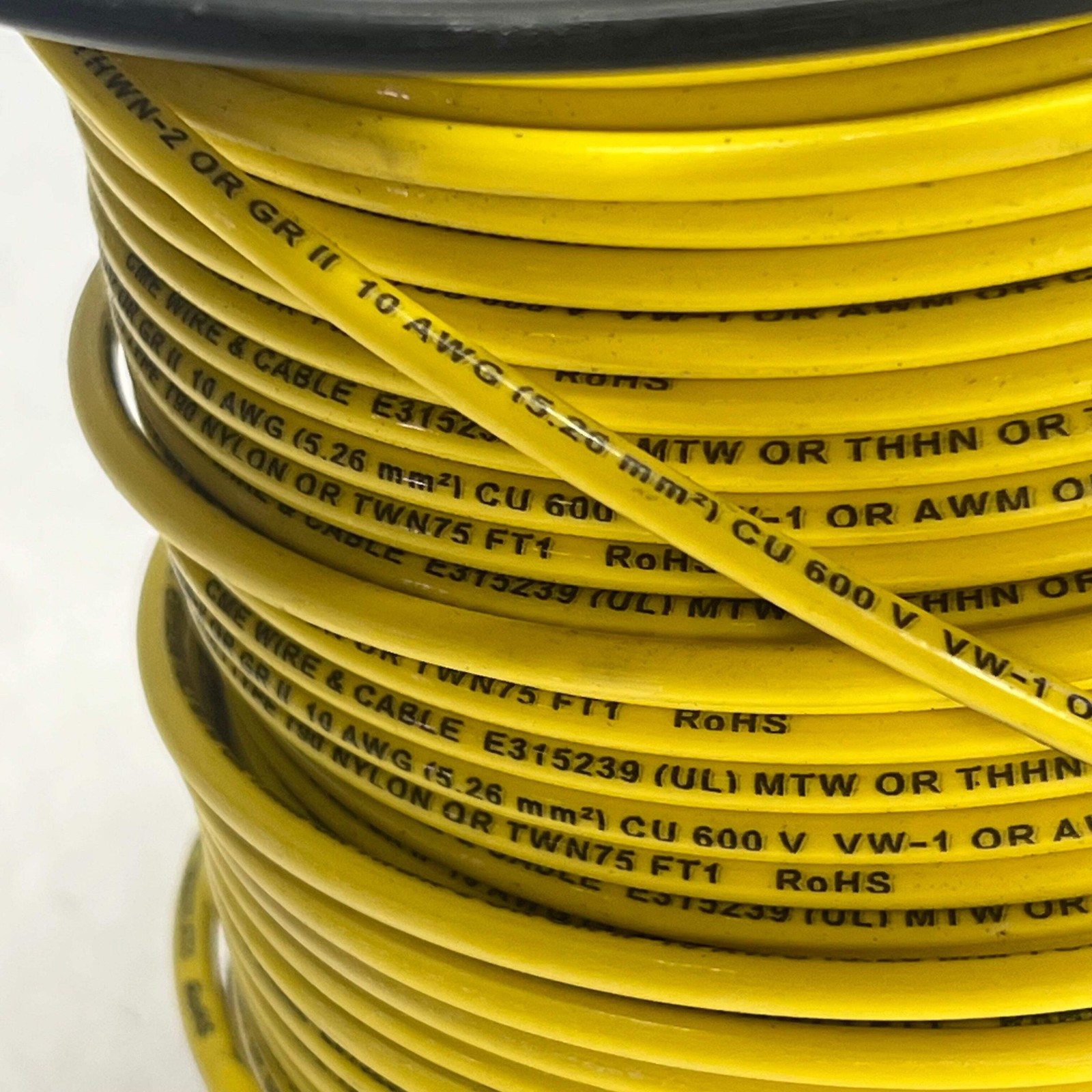 CME Wire & Cable Coated Copper Thhn 10 Str 10 AWG 500′ Yellow E315239