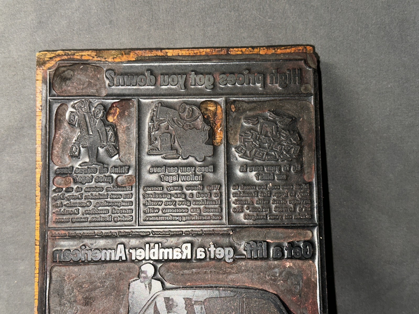 Printing Letterpress Printers Block Vintage Rambler Automobile