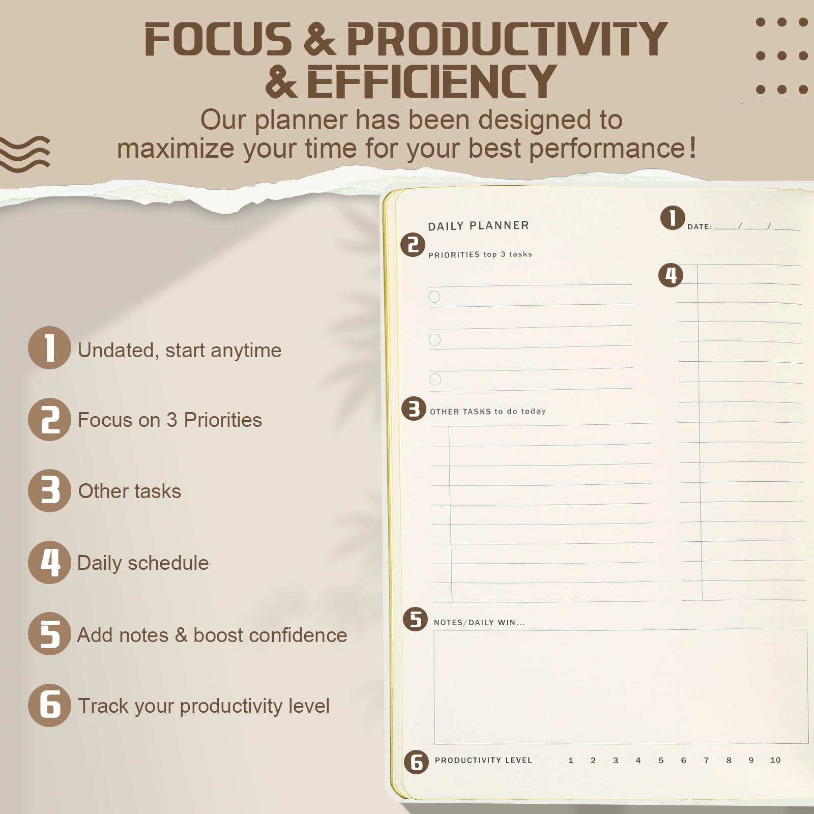 Productivity 3-month Planner Undated Daily Weekly Monthly Planner with Hardco…