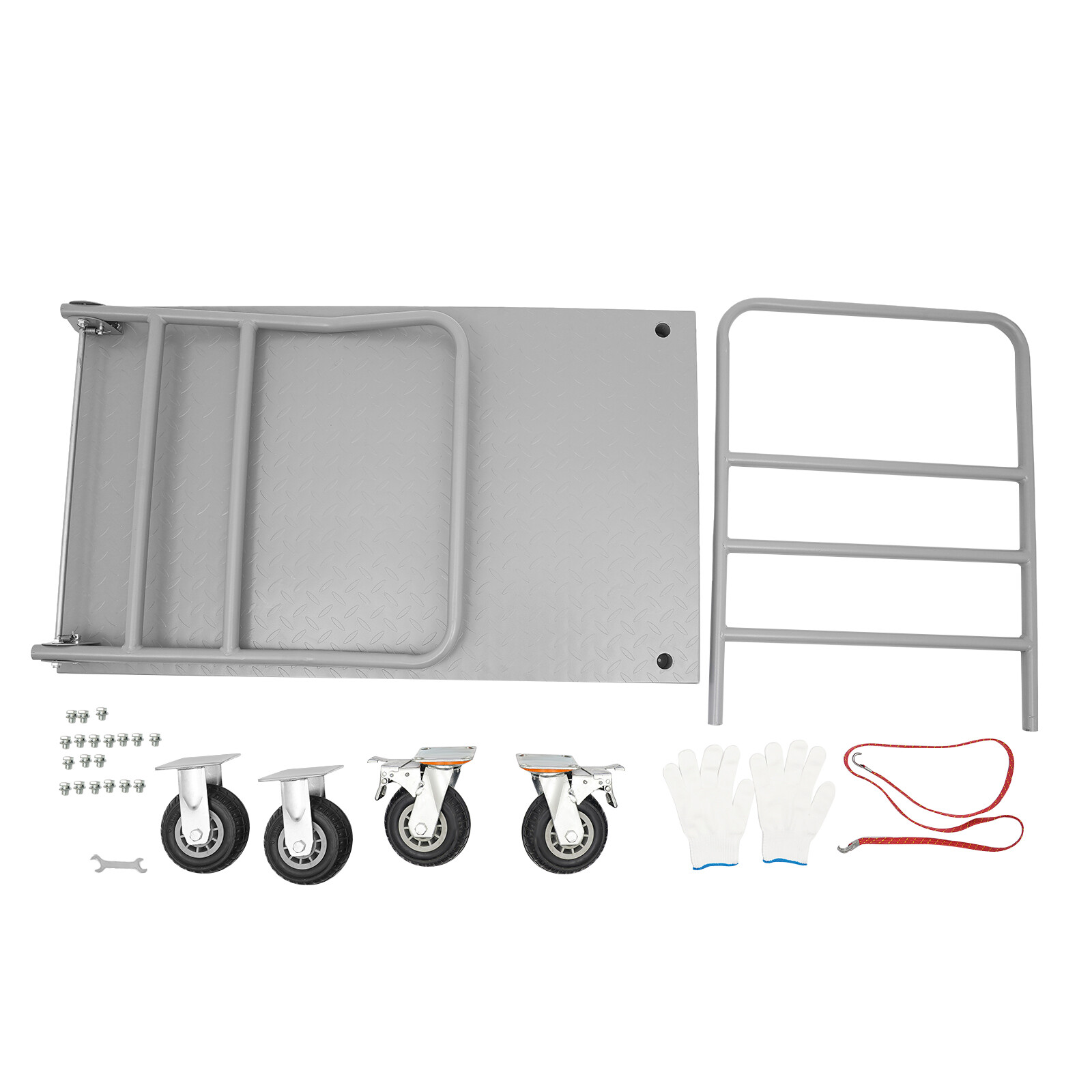 Platform Truck Cart, Heavy Duty Push Cart 2000LB with Detachable Rear Guardrail