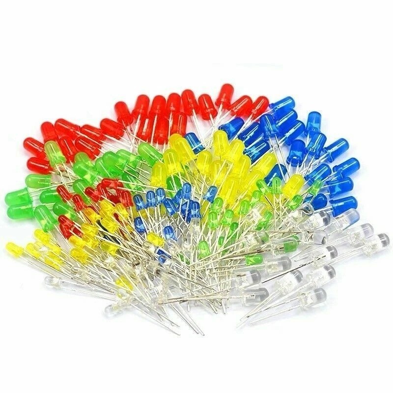 300Pcs 5mm 3mm LED Light Kit Yellow White Blue Red Green Assortment with Case