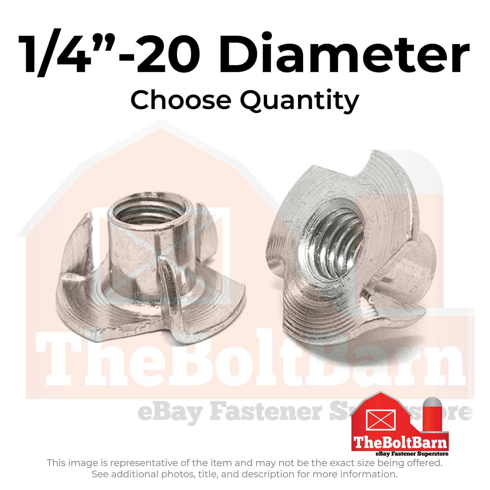 1/4″-20 18-8 Stainless Steel 4 Prong T Nuts Coarse Thread (Pick Quantity)