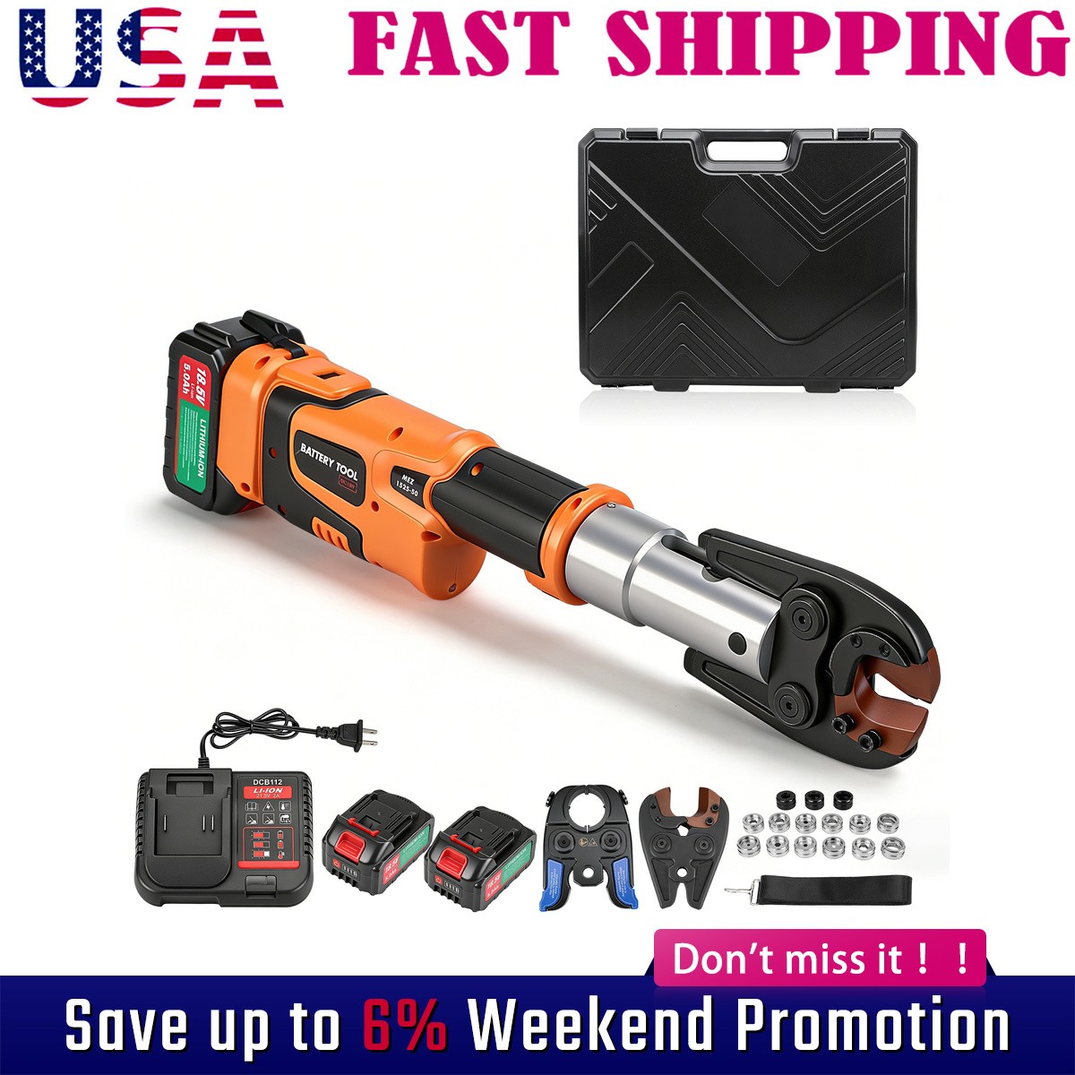 Pro Press Tool Pipe Crimping Kit Press Tool Battery Kit Crimp&Shear In One Click