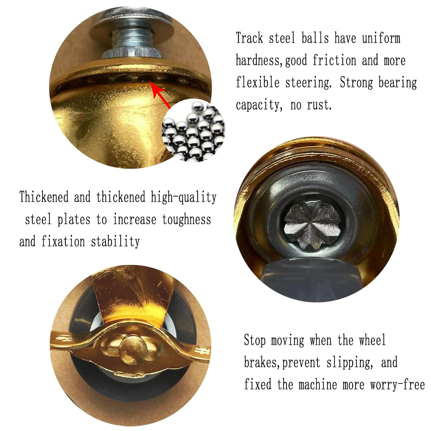 2 Inch Stem Caster Wheels with Brake, Metric Size M8-1.25-15 (Screw Diameter 8Mm