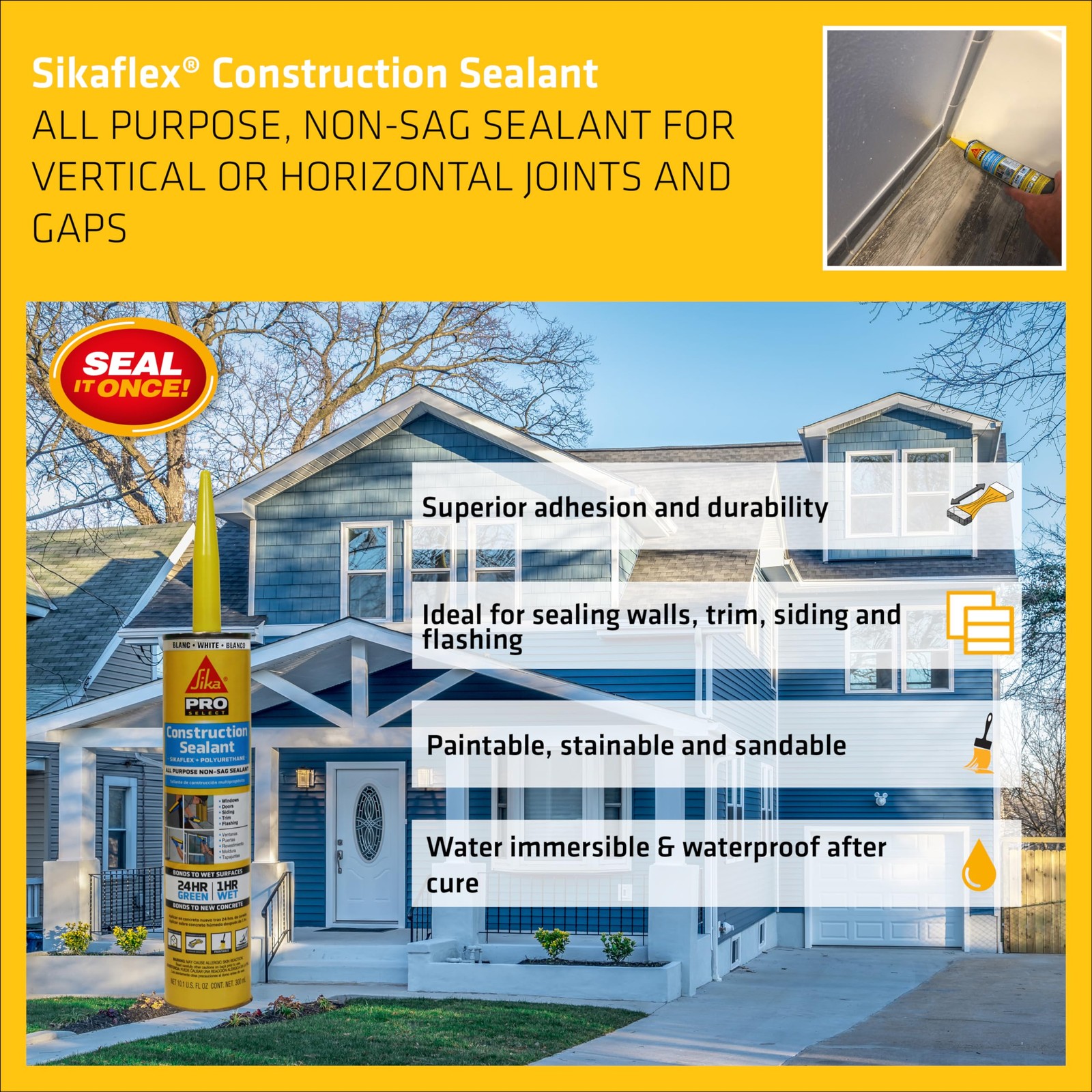 SIKA Sikaflex Construction Sealant – White, All-Purpose Polyurethane for Join…