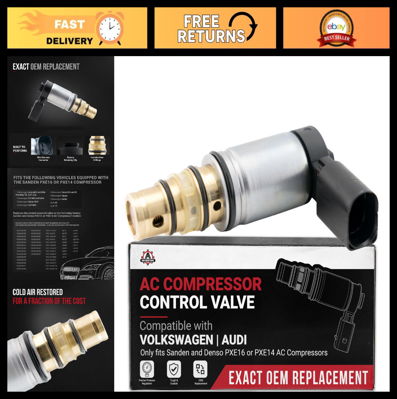 A/C Compressor Control Solenoid Valve for Audi VW – AC Control Valve Replacement