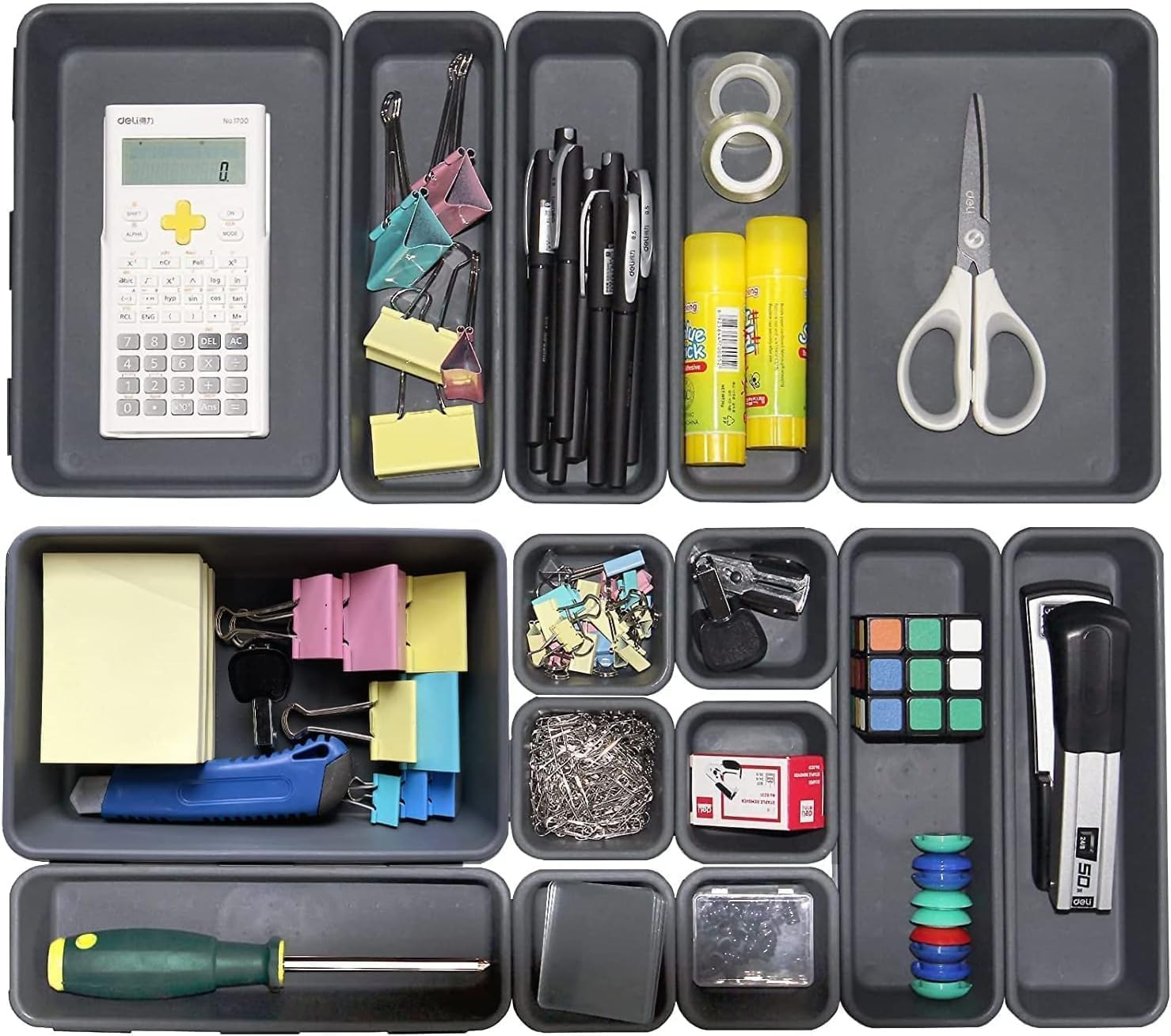 15 PCS Interlocking Desk Drawer Organizer Separator for Office,Bathroom,Kitch..