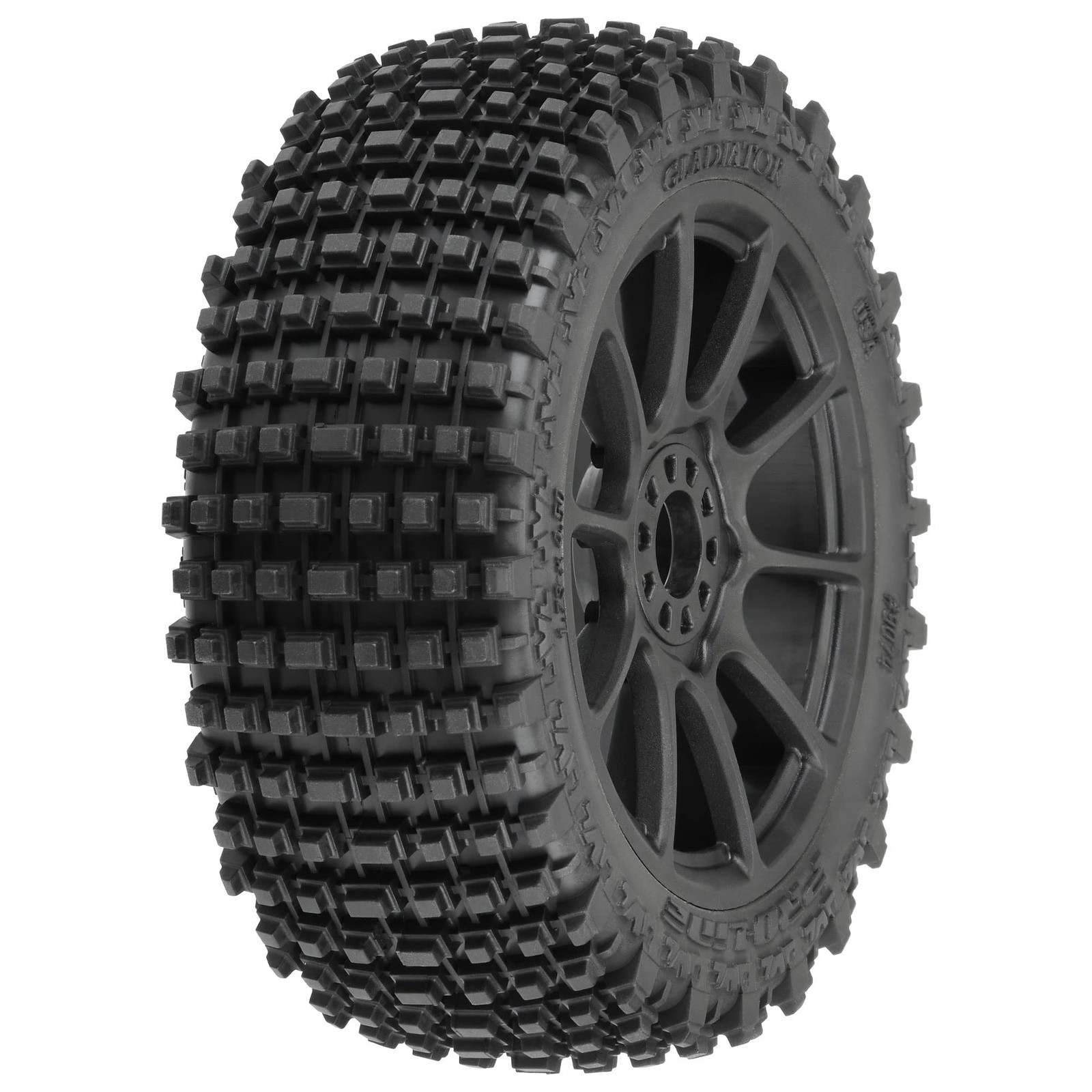 Pro-Line Racing 1/8 Gladiator M2 Fr/Rr Bgytire Mtd Blk Mach 10 2 Pro907421 Rc