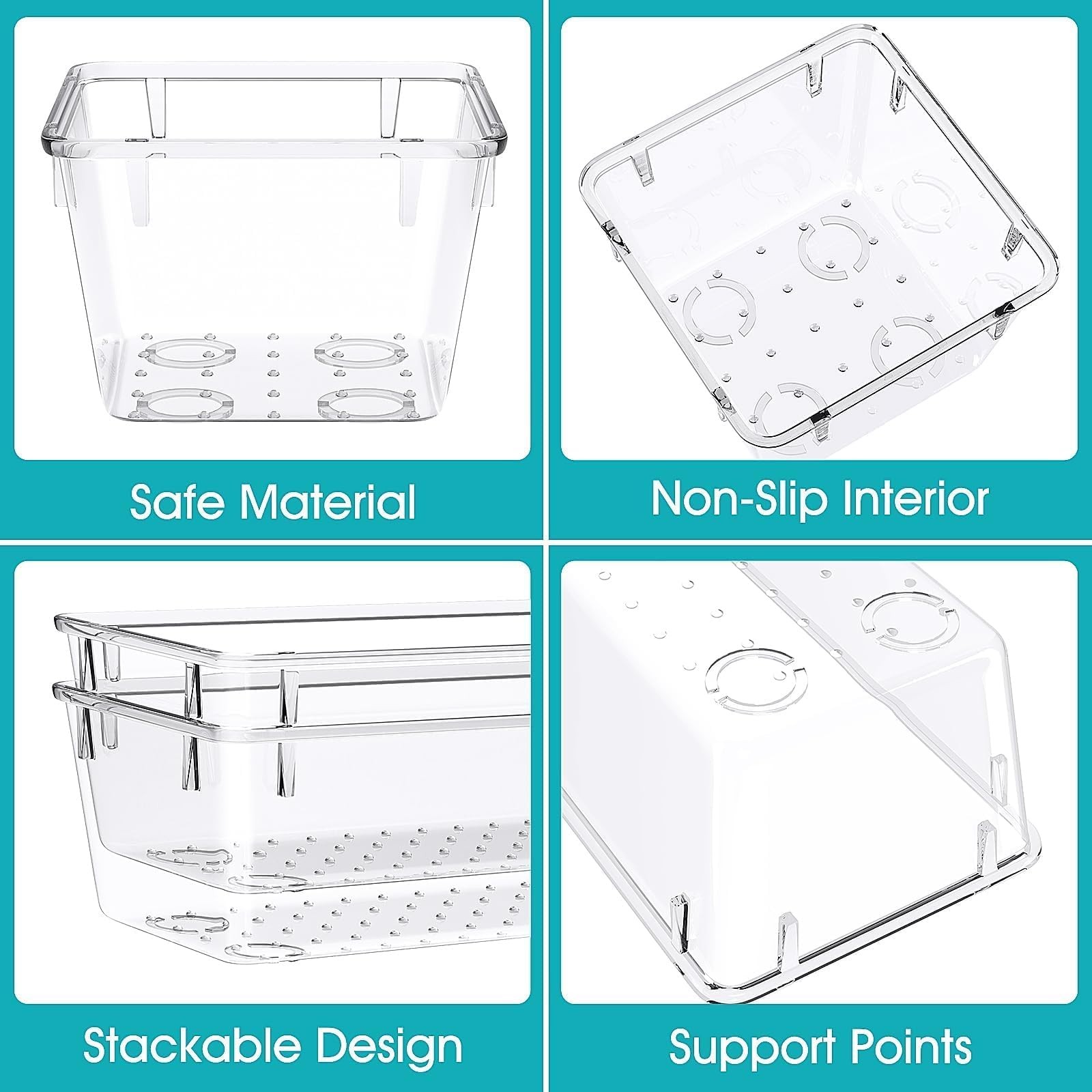 28 PCS Clear Plastic Drawer Organizers Set, 4 Size Desk Drawer Organizer Tray…