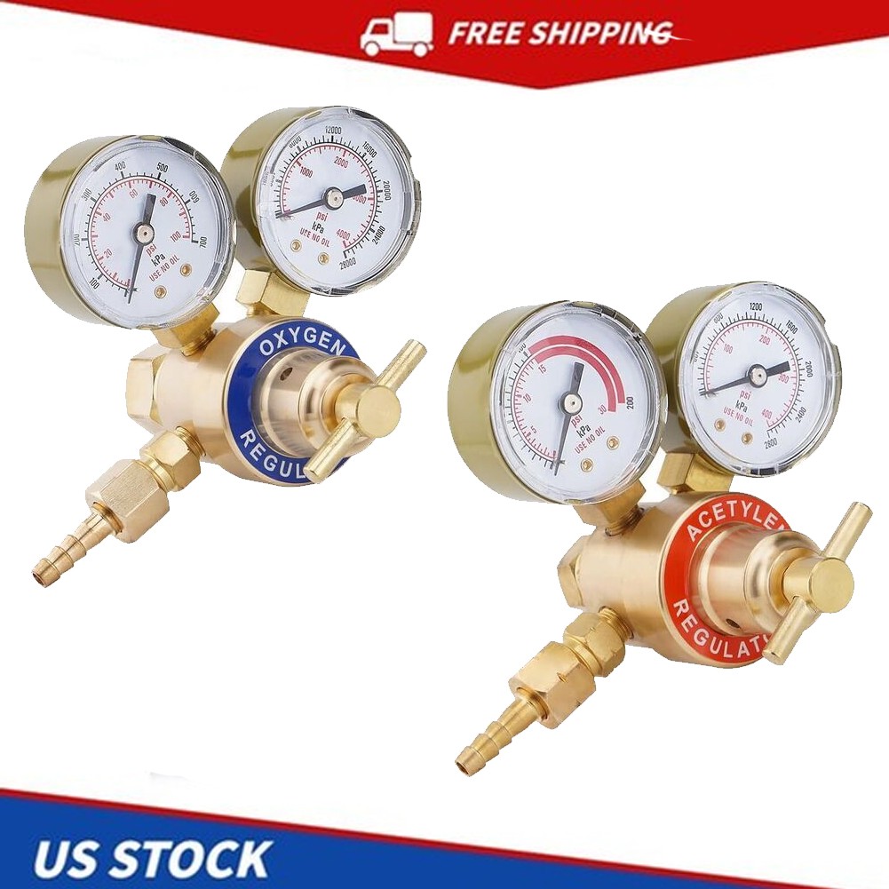 Oxygen Acetylene Gas Regulator Welding Cutting Torch Dual Gauge CGA540 & CGA200