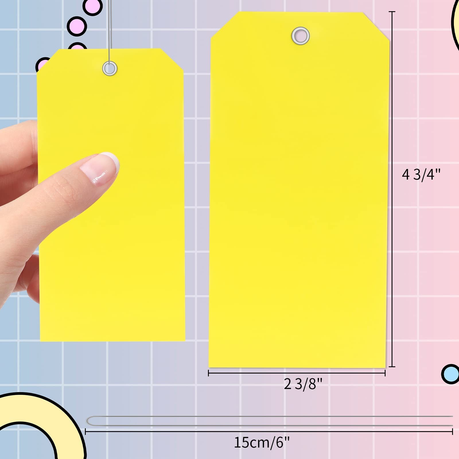 100 Pieces Yellow Plastic Shipping Tags with Wires 15mil Waterproof Blank
