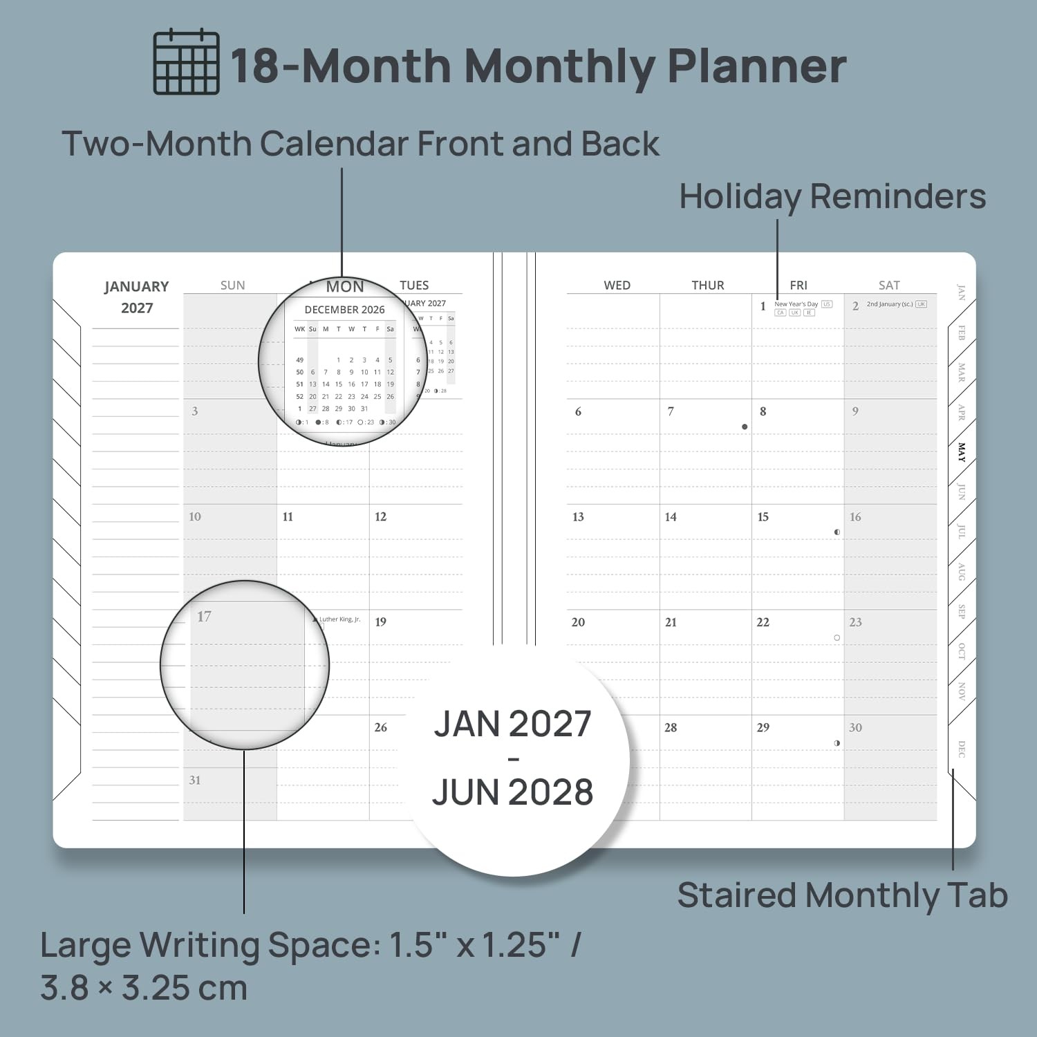 POPRUN 2027-2028 Pacific Green Planner A5