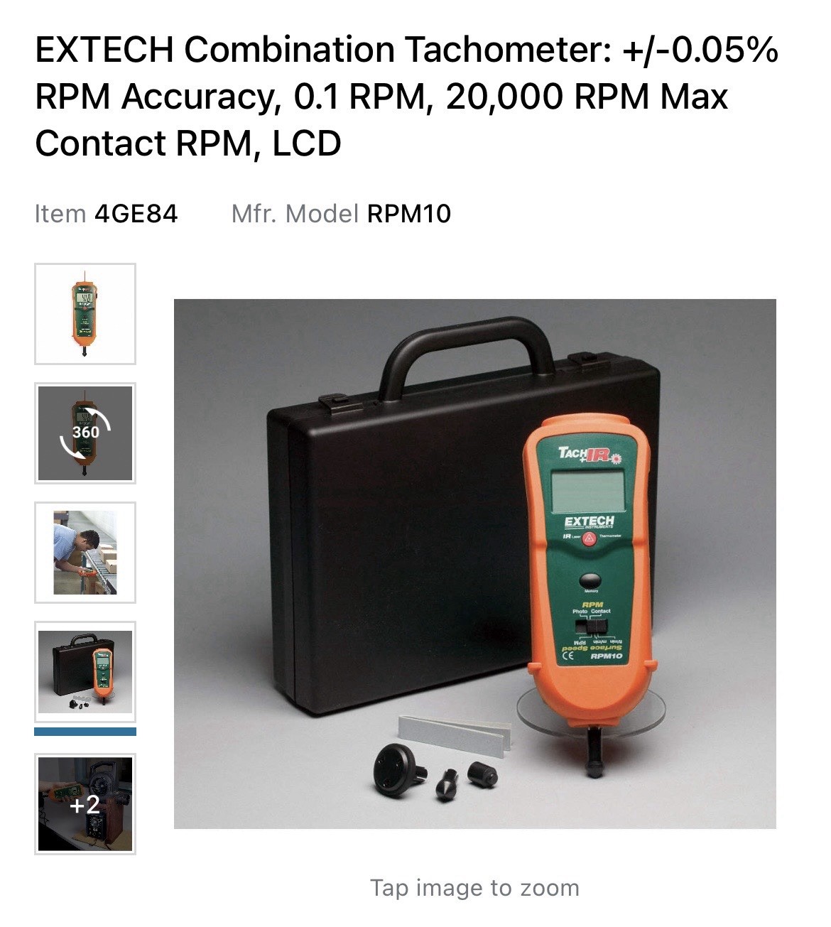 Extech RPM10 Combination Tachometer – Contact & Photo/Laser Measurement Methods