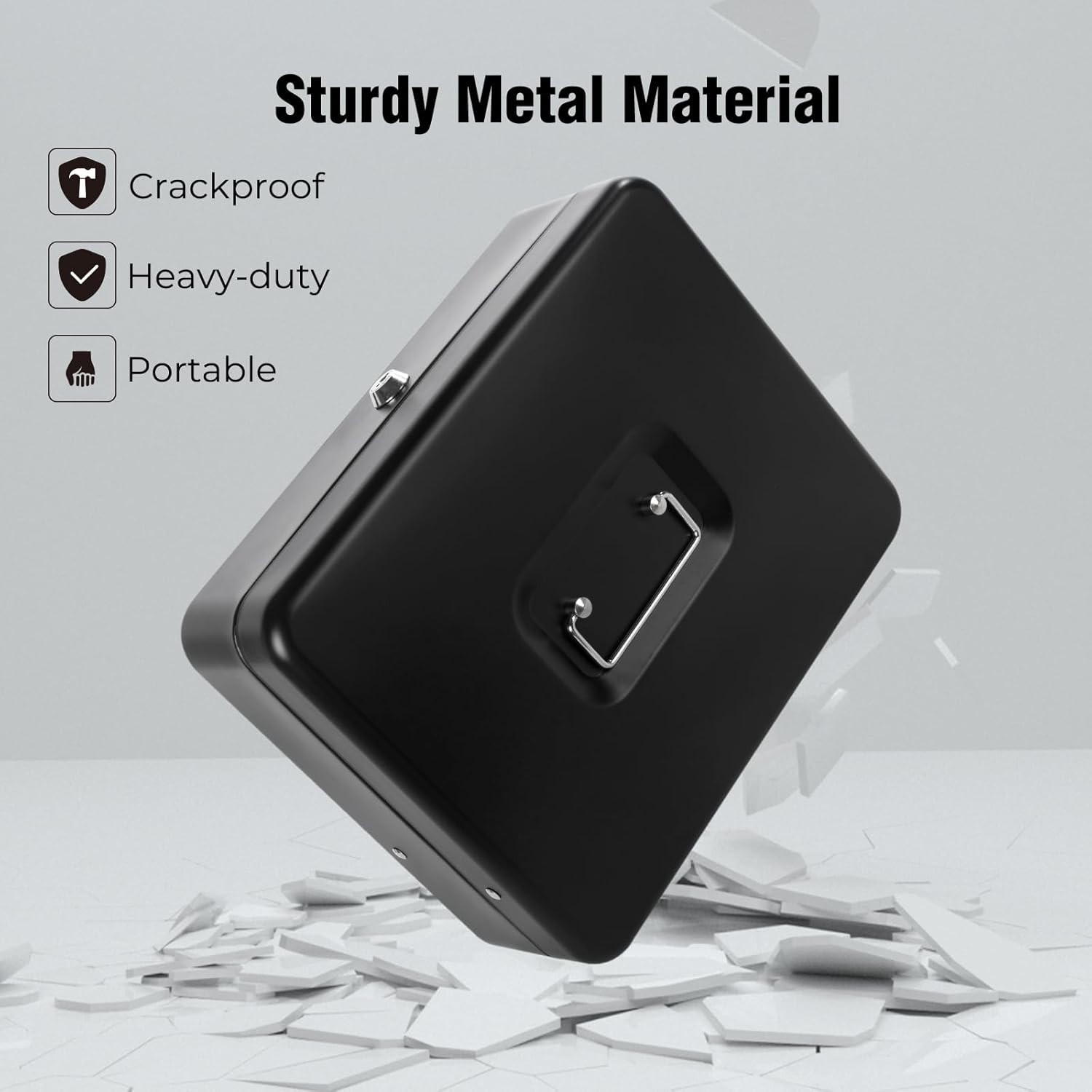 Cash Box with Money Tray and Key Lock, Saving Lock Box with Money Tray Storage f