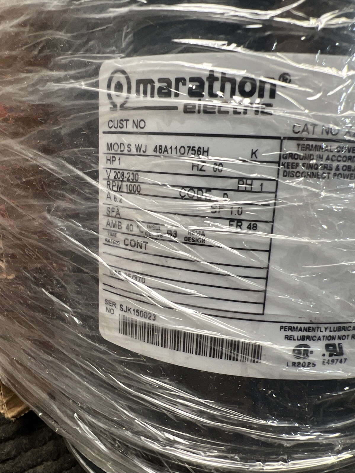 Marathon 048A11O756 1Hp 1000Rpm 208-230V