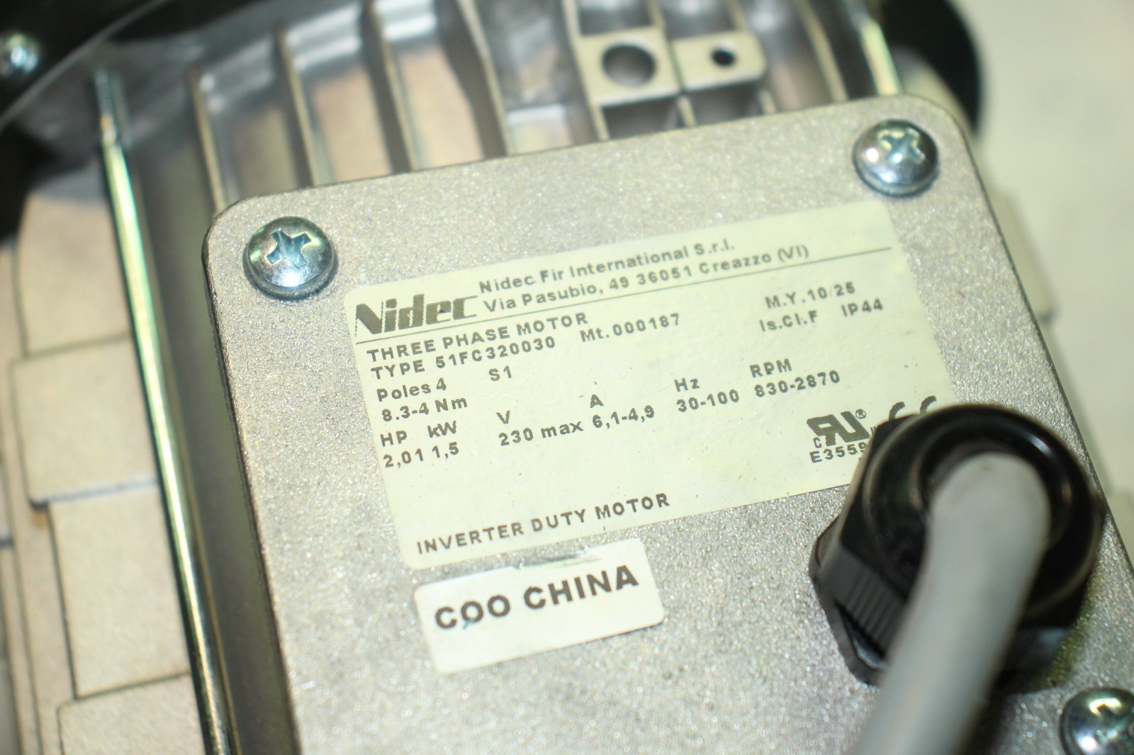Nidec Motor 51FC320030 2HP 000187