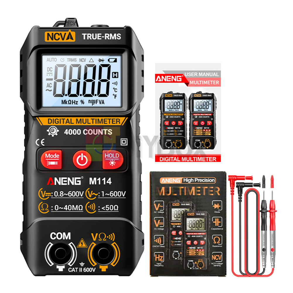ANENG M114 M115 Automatic Voltmeter AC/DC Ohm NCV Digital Multimeter 4000 Counts