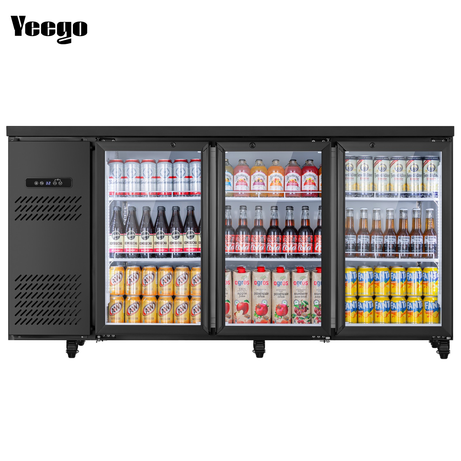 Yeego 19.6 Cu.Ft Commercial Back Bar Cooler with 3 Glass Door for Beverages New