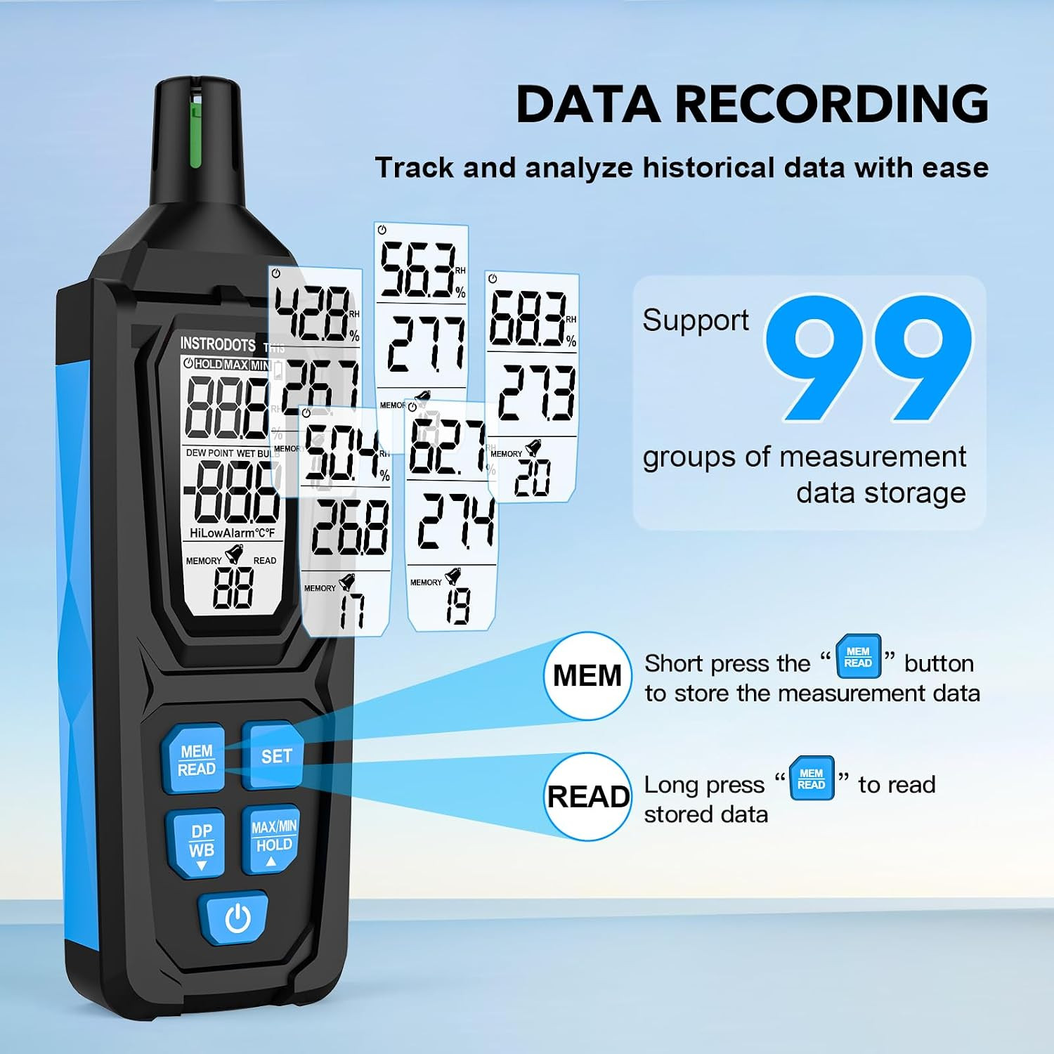 Temperature Humidity Meter, High Precision Digital Psychrometer Hygrometer