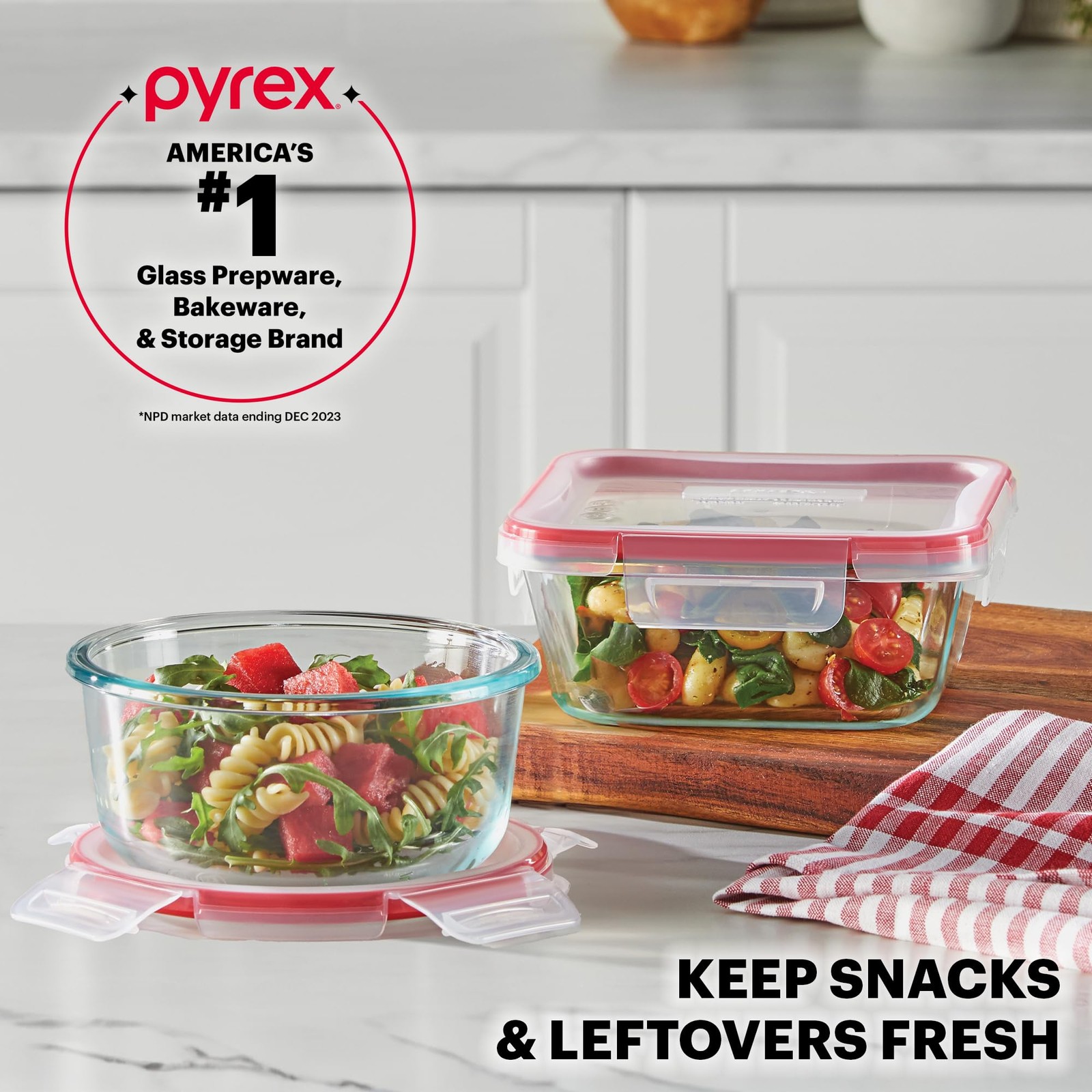 Pyrex Freshlock 7-Pack Glass Food Storage Containers Set 1 2 4 Cups Locking