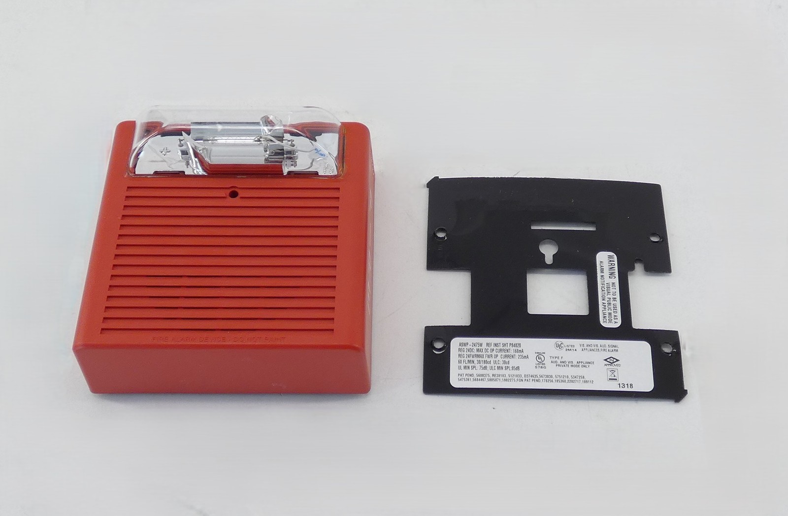 Eaton ASWP-2475W-FR Wall Mount Audible Horn Strobe Red Fire Alarm Wheelock 24…