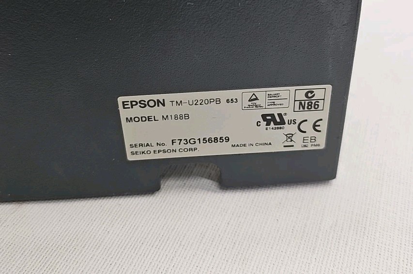 Nice Epson/Micros TM-U220B Receipt Printer with Power Supply Ethernet M188B