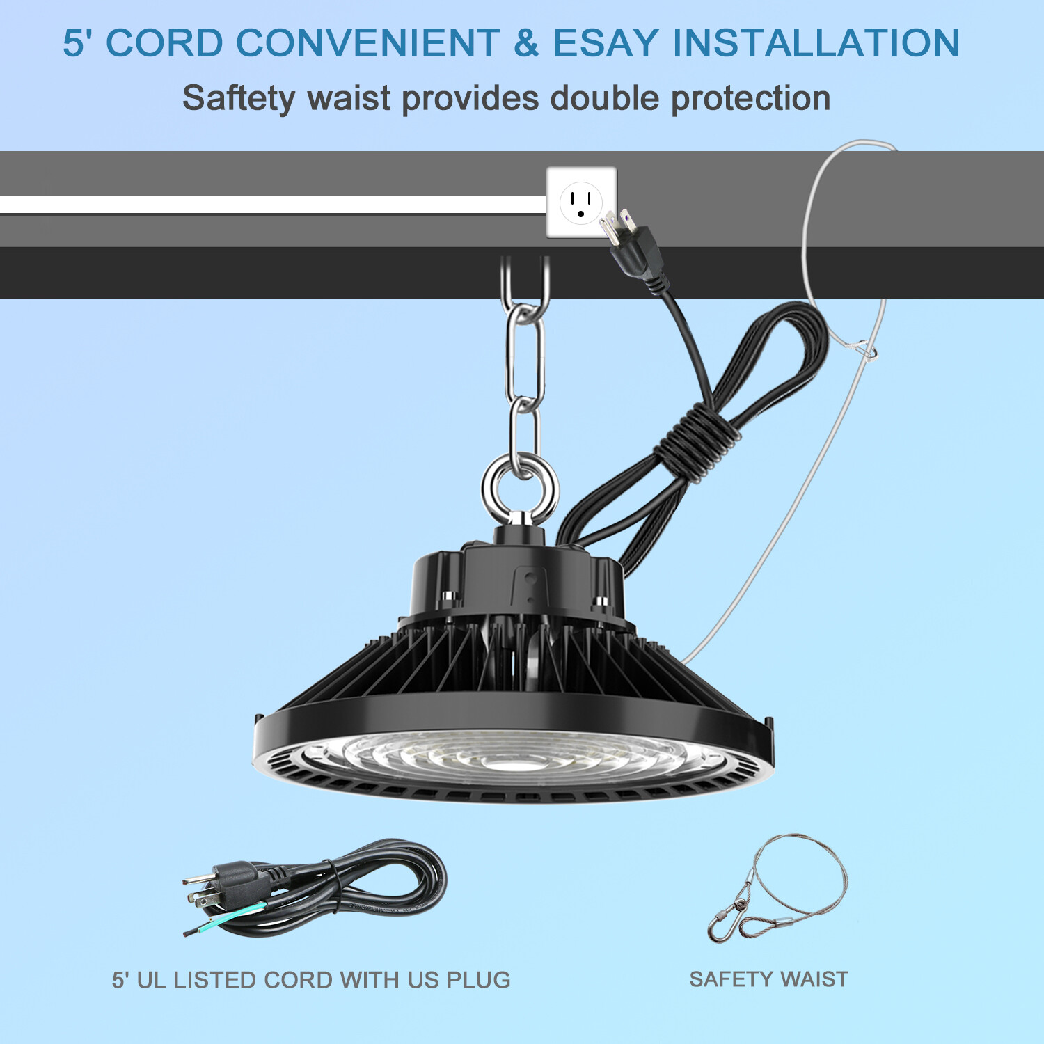 8Pack ETL UFO LED High Bay Light 150W 5000K Dimmable IP65 for Warehouse Gym Shop