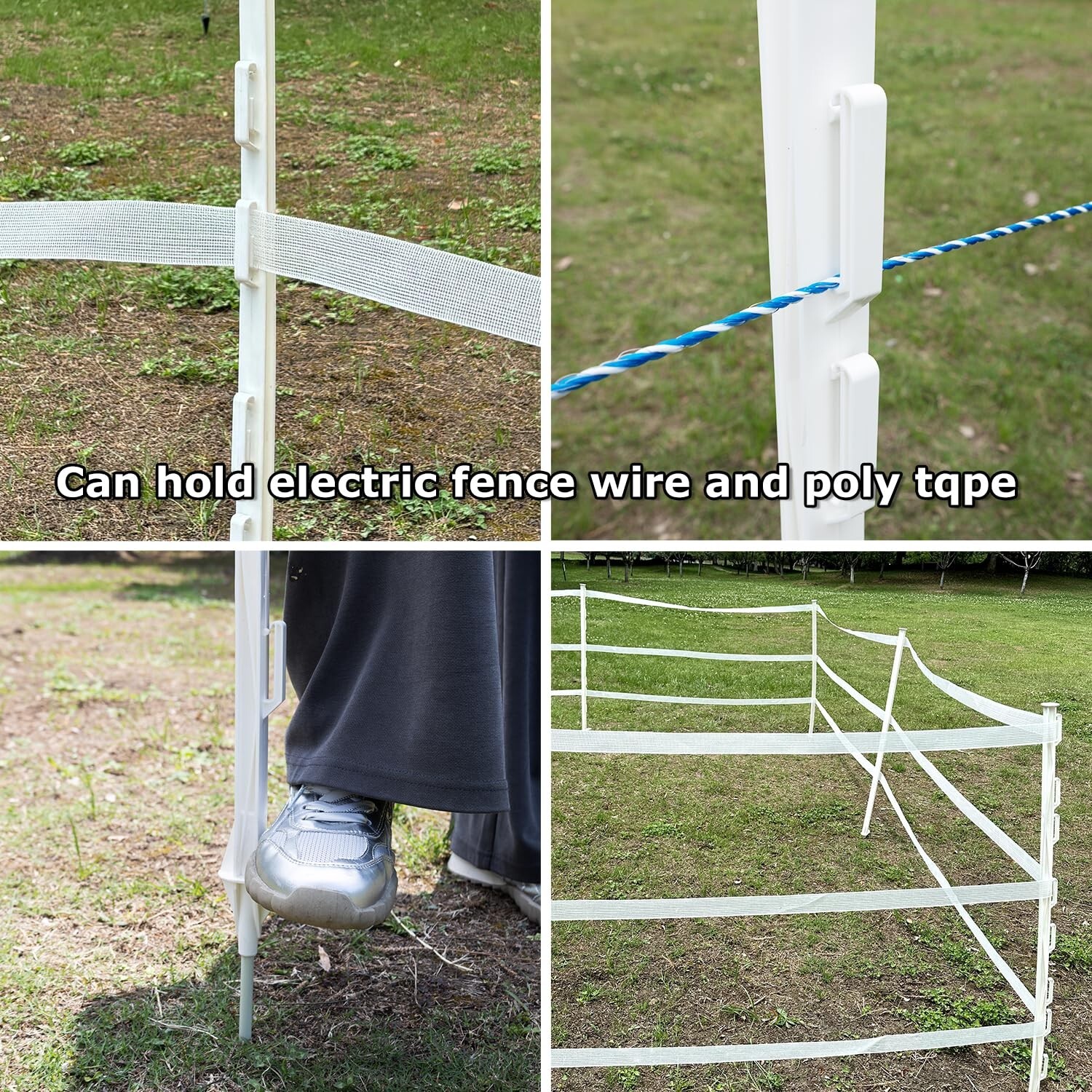 50-Pack 48″ Step-in Posts with Clips – Reinforced Poly with Galvanized Spike – E