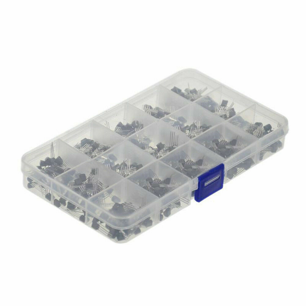 Portable 600pc 15Value NPN PNP Transistor TO-92 Assortment Kit Set With Box