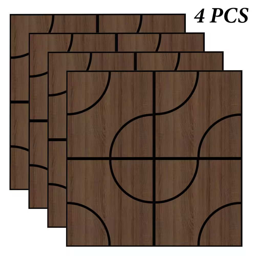 Walnut 0.7 In. X 1.97 Ft. X 1.97 Ft. Geometric Acoustic Decorative Wall Paneling