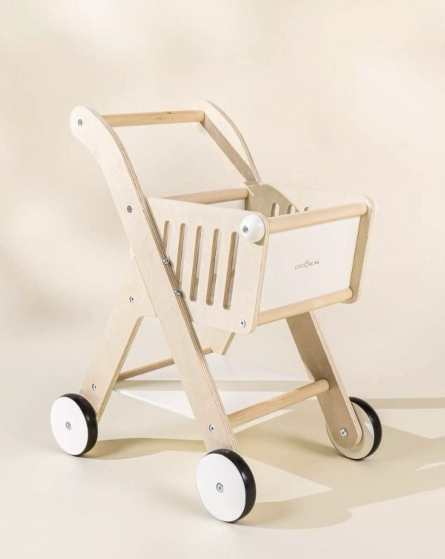 New Coco Village Wooden Shopping Cart 2+ Years Play Food Kitchen Play Hardwood