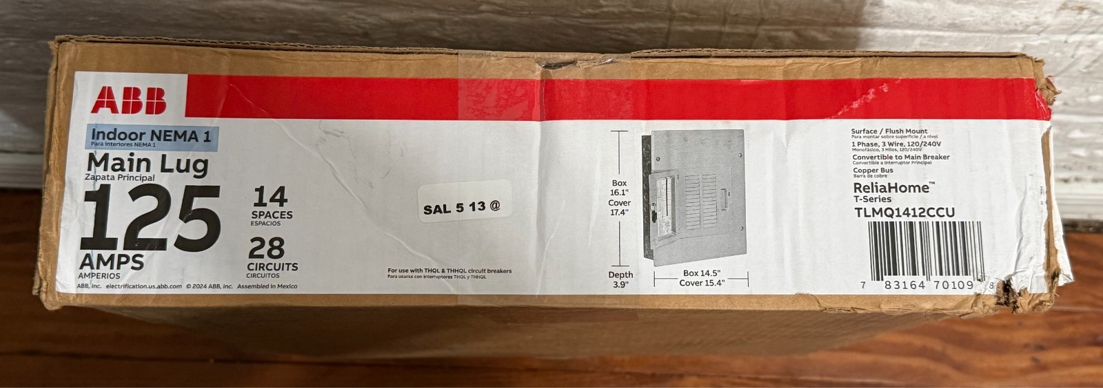 ABB TLMQ1412CCU 125A 14-Space 28-Circuit Indoor Main Lug Load Center (PLS READ)
