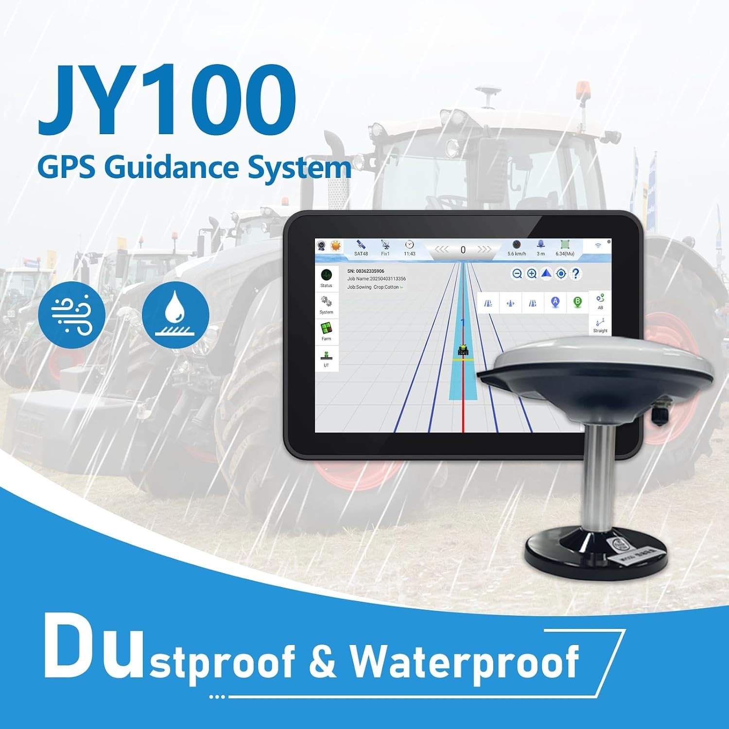 Tractor GPS Guidance System 10inch Precision Ag Software Activated JY100