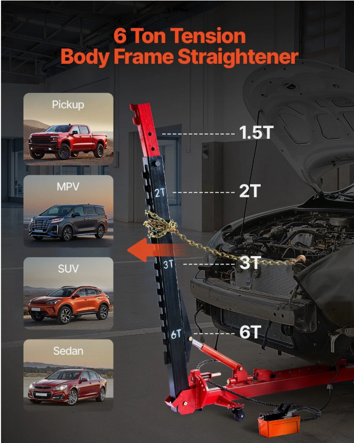 Auto Body Frame Puller Straightener 6T Car Frame Machine 3T Airbag Jack